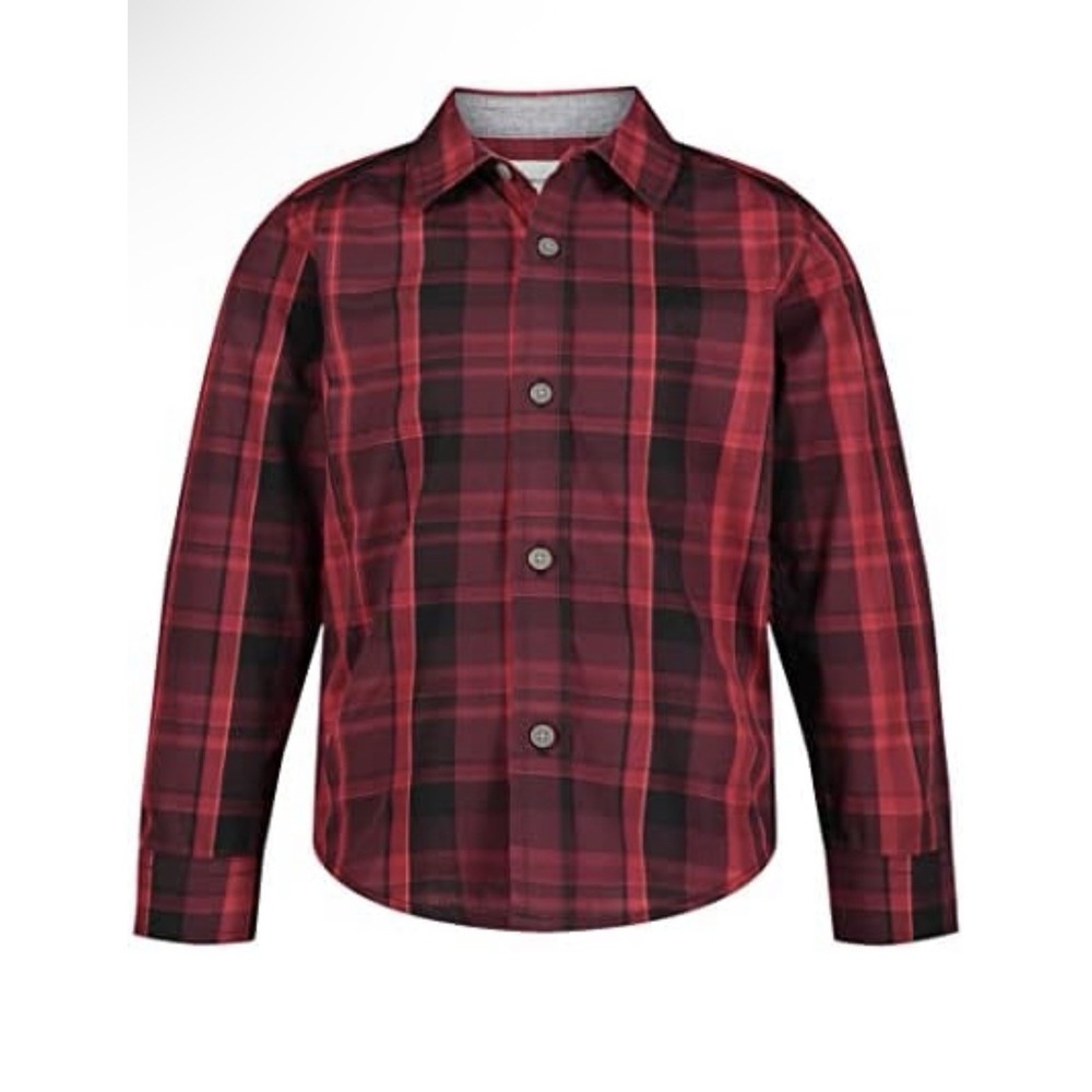 Boys Red Black Plaid Button Down Shirt Size M 10/12 by Calvin Klein Jeans